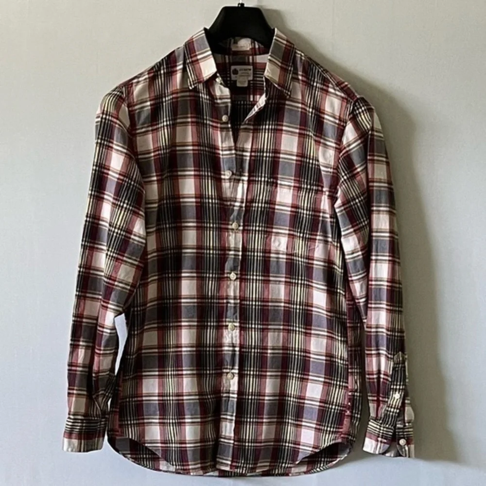 J.Crew, J.Crew, mens long sleeved cotton shirt, S, tailored fit, plaid pattern
